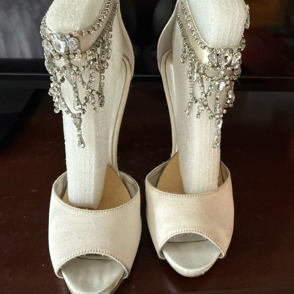 Nine West White Embellished Heels